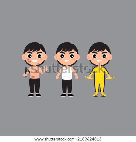 Bruce Lee Cartoon Kung Fu Vector Cute