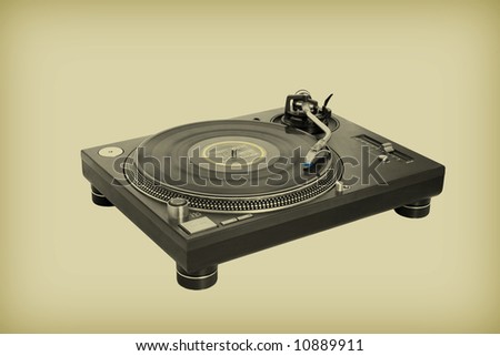 DJ Vinyl Player on the old paper background