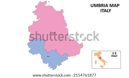 Umbria Map. District map of Umbria in District map of Umbria in color with capital.
