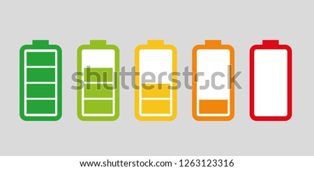 Set of batteries with different levels of charge.