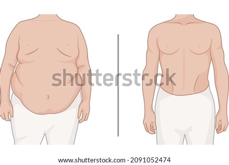 Vector image of a fat and skinny man to show different shapes.