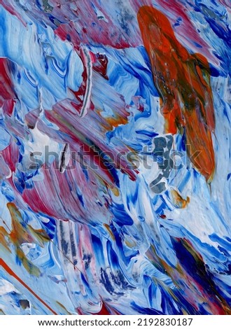 Acrylic liquid structure. Contemporary art. Abstract painting in brown blue and red. Unique performance. For presentations, advertising, banners.