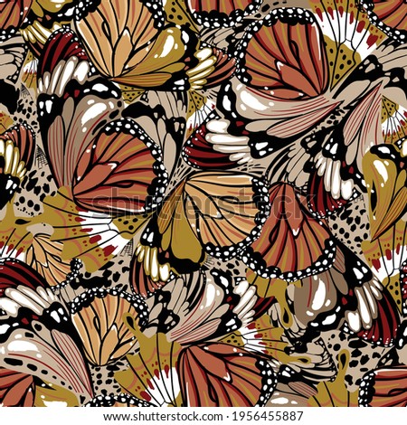 Beautiful stylish seamless pattern hand drawn butterfly wings vector illustration ,Design for fashion , fabric, textile, wallpaper, cover, web , wrapping and all prints 
