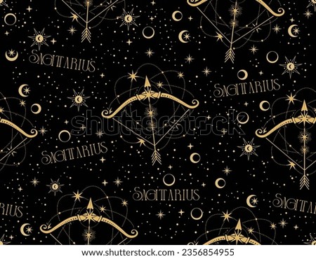Sagittarius zodiac star seamless pattern. Sagittarius sign symbol stars Vector EPS10 , Design for fashion , fabric, textile, wallpaper, cover, web , wrapping and all prints