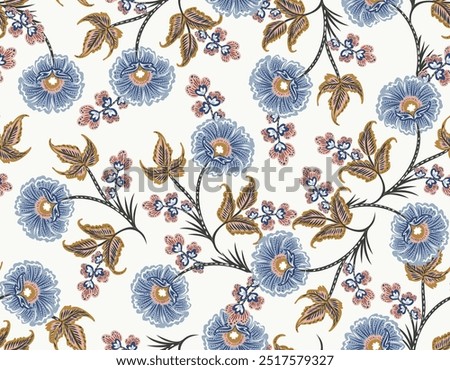 Similar – Image, Stock Photo Seamless floral pattern with flowers, watercolor,digital illustration, copy space concept. Social media banner for digital marketing. Contemporary background. Post template. Hand drawn concept.