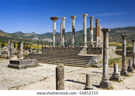 Morocco. Volubilis. General view of the capitol. This site is on UNESCO World Heritage List.