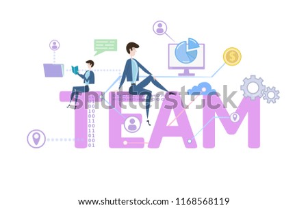 TEAM. Concept with keywords, letters and icons. Colored flat vector illustration on white background.