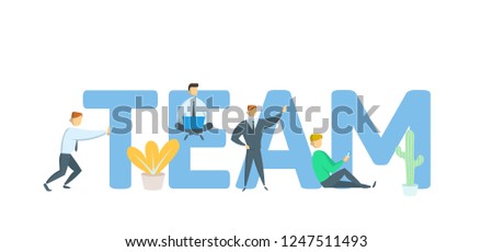 TEAM. Concept with keywords, letters and icons. Colored flat vector illustration on white background.