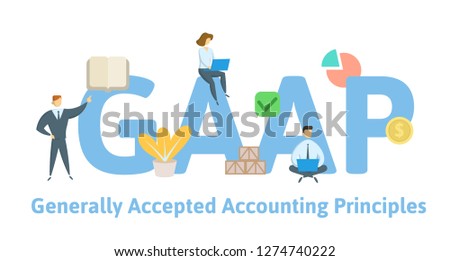 GAAP, Generally Accepted Accounting Principles. Concept with keywords, letters and icons. Colored flat vector illustration. Isolated on white background.