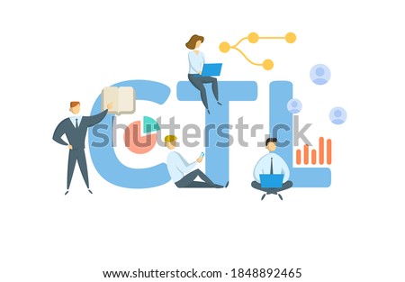 CLT, Constructive total loss. Concept with keywords, people and icons. Flat vector illustration. Isolated on white background.