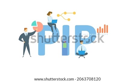 PIP, Performance Improvement Plan. Concept with keyword, people and icons. Flat vector illustration. Isolated on white. Imagine de stoc © 