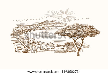 Naples, Italy - panorama. Vector illustration.