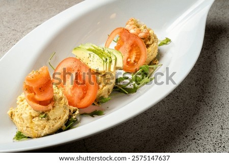 Similar – Image, Stock Photo Shrimps served on white plate