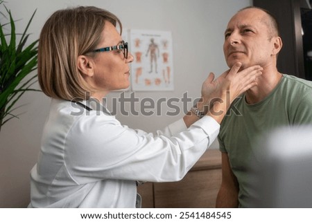 Similar – Image, Stock Photo Female doctor looking out the hospital window