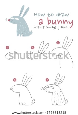 How to draw a bunny. Step-by-step drawing tutorial.