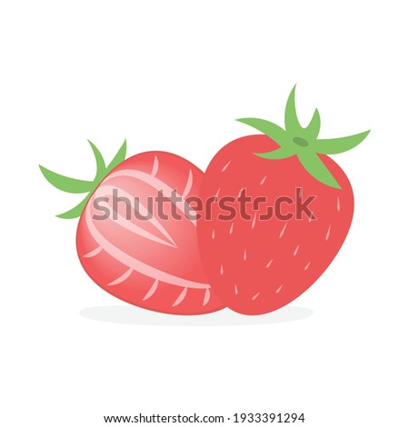Strawberry vector illustration isolated on white background. A strawberry and a slice of strawberry vector.