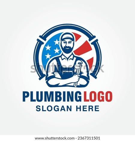 plumbing logo design vector template, plumber logo design