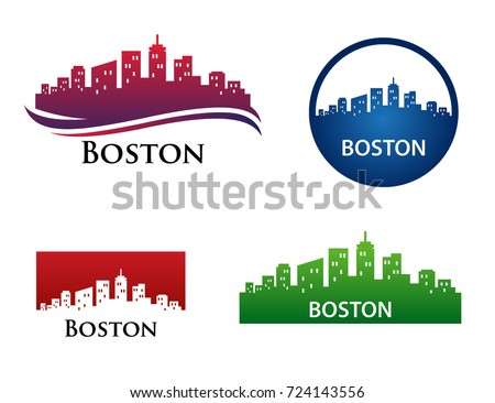 Boston City Skyline Landscape Logo Template