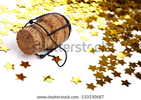 New years eve, wedding, engagement, Christmas party - confetti and champagne cork