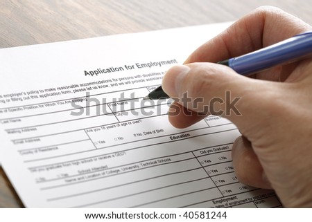 Completing an employment application form