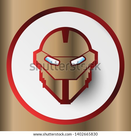 Mask on a gold background, vector illustration. Metal mask