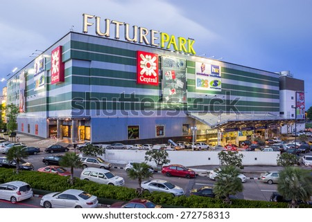Bangkok - August 10: Future park Rangsit department store at dusk on August 10, 2013 in Bangkok Thailand.