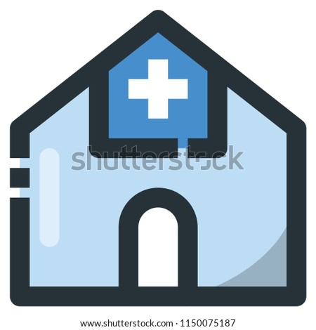 Hospital Vector Filled Line Icon 32x32 Pixel Perfect. Editable 2 Pixel Stroke Weight. Colorful Medical Health Icon for Website Mobile App Presentation