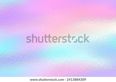 Pastel iridescent unicorn rainbow foil texture, holographic background with glass effect, pearlescent backdrop, vector illustration for web use.