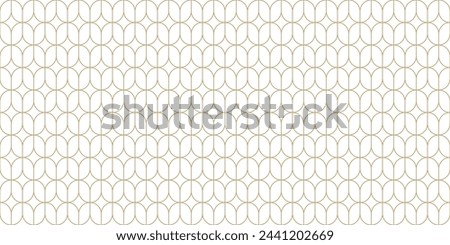 Art deco seamless pattern with striped line and oval shape, vector illustration.	