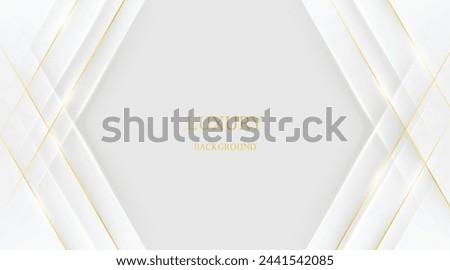 A luxurious white background with diagonal gold lines and sparking light in 3d paper art style.