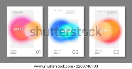 Set of minimalist poster templates with bright blurred circles and space for your text. Vector layout with gradient spot, copyspace for cover. Illustration with blur, bokeh effect.