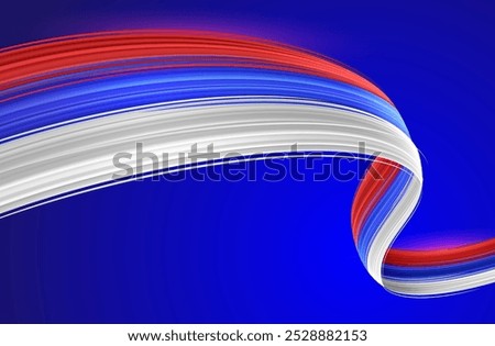 Russian Flag as Dynamic Ribbon of Brush Strokes