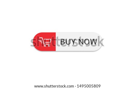 Buy now button. Red Buy now button with shopping cart icon template, Web design elements