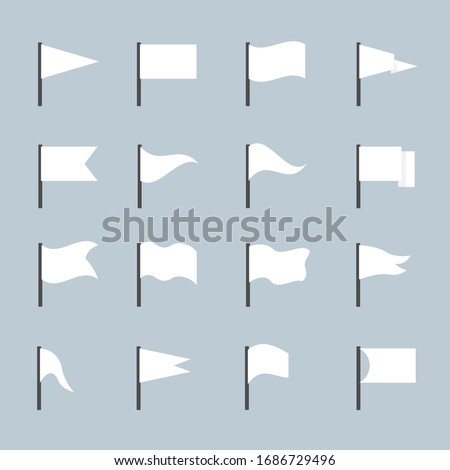 White flag of different forms icon set isolated on gray
