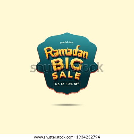 Ramadan Kareem Label sale banner, sticker, badge, ads pop up banner. Special offer ramadan big sale. Islamic promotion vector illustration