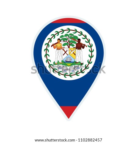 Belize flag icon. Travel icon. Travel destination of Belize. Belize badge. Flag badge.