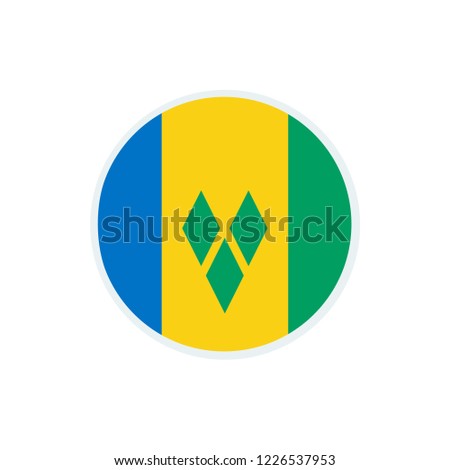 Saint Vincent and the Grenadines flag. Saint Vincent and the Grenadines circle flag.