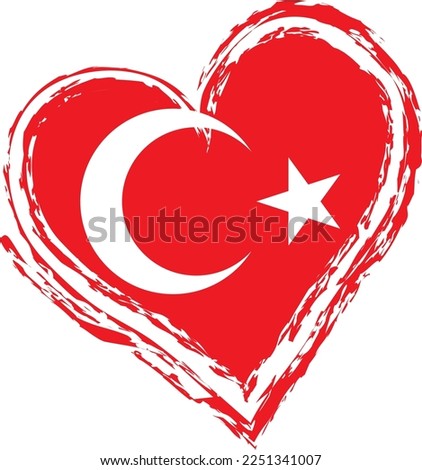 Vector prepared and cleaned Heart shaped Turkey flag