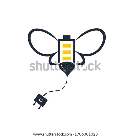 
bee  with an electric battery vector logo