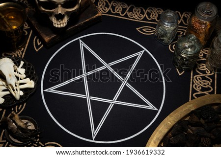 Art Print Occult Symbols Printed in Bloody Red on Old Bible Pages