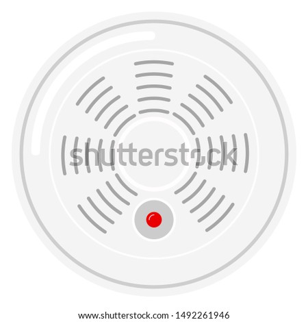 Standalone smart smoke detector icon isolated on white background. Vector home or office sensor flat design illustration. Portable smoke control system in industrial and residential areas.