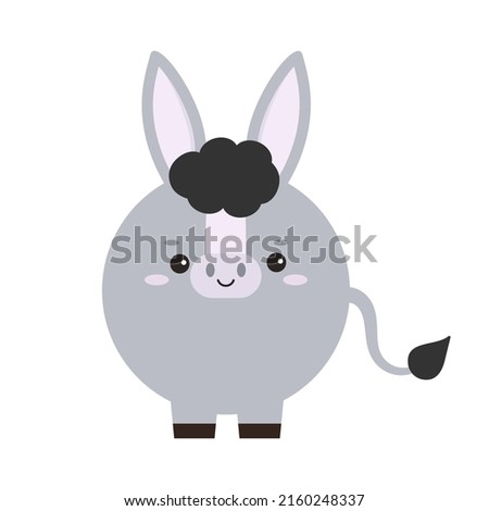 Circle donkey farm animal face icon isolated on white background. Cute cartoon round shape mule kawaii avatar for kids character. Vector flat clip art illustration mobile ui game application.