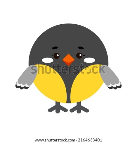 Circle tit forest bird animal face icon isolated on white background. Cute titmouse cartoon round shape kawaii kids avatar character. Vector flat clip art illustration mobile ui game application.