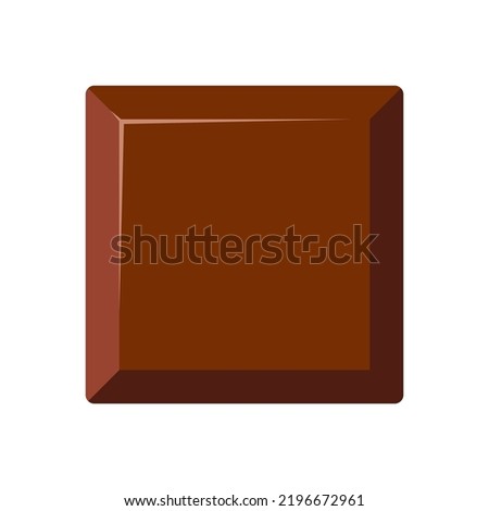 Chocolate bar piece square chunk vector icon. Yummy brown dark, bitter, milky choco part isolated on white background. Flat design cartoon style cacao sweet food clip art illustration.