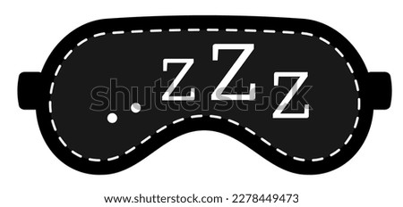 Zzz sleep snore text on eye mask vector icon. Night sleepy noise sound illustration. Black signs isolated on white background.