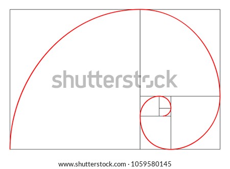 Minimalistic style design. Golden ratio. Geometric shapes. Circles in golden proportion. Futuristic design. Logo. Vector icon. Abstract vector background.