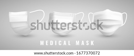 Realistic medical face mask. Details 3d medical mask. Vector illustration.
