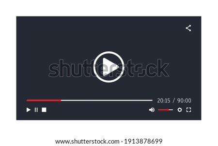 Video player template for web or mobile apps. Vector illustration.