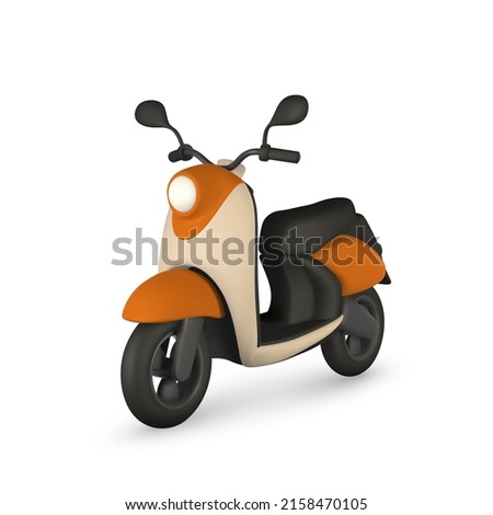 3d retro scooter on white background. Classic motor scooter. Vector illustration.