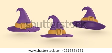 Cute cartoon 3d halloween hat. Witch hat. Halloween concept. Vector illustration.